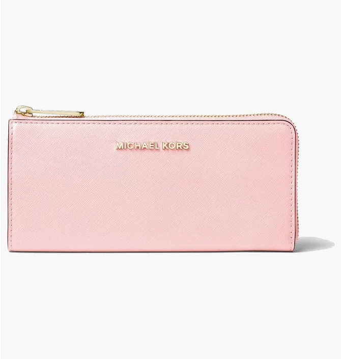 Кошелек женский Michael Kors Jet Set Travel Large Saffiano Leather Quarter-Zip Wallet Pink 35T6GTVE3L-POWDER-BLUSH-21838