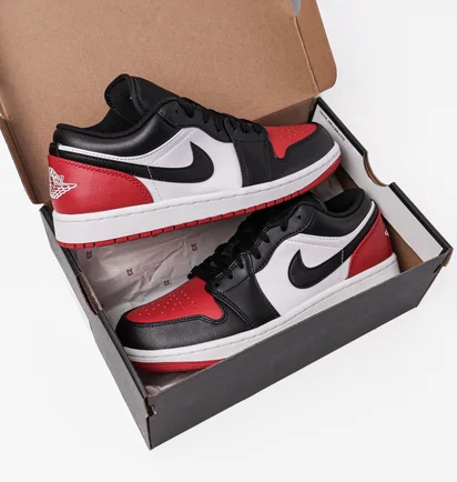 Кроссовки мужские Air Jordan 1 Low Black/Red 553558-161