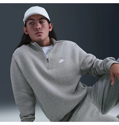 Кофта чоловіча Nike Club 1/2 Zip Fleece Grey FN3864-063