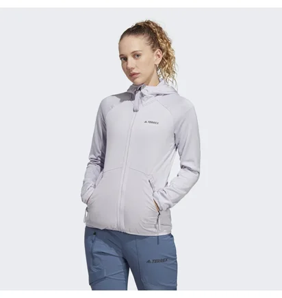 Кофта женская Adidas Terrex Tech Flooce Light Hooded Hiking Jacket Grey Ht2048
