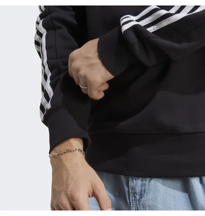 Свитшот мужской Adidas Essentials French Terry 3-Stripes Sweatshirt Black Ic9317
