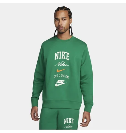 Свитшот мужской Nike Long-Sleeve Crew-Neck Sweatshirt Club Fleece Green FN2610-365