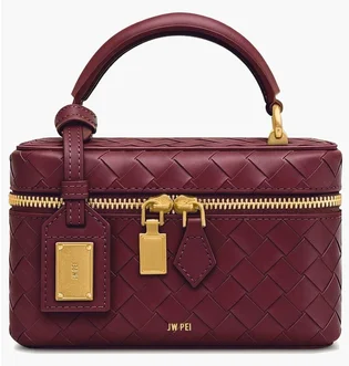 Сумка жіноча JW PEI Cleo Woven Texture Box Shape Top Handle Bag Bordo BB2025BG131450JWP