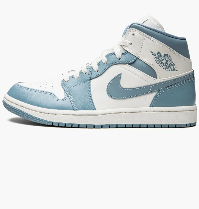 Кроссовки женские Air Jordan Wmns 1 Mid White/Light Blue BQ6472-141
