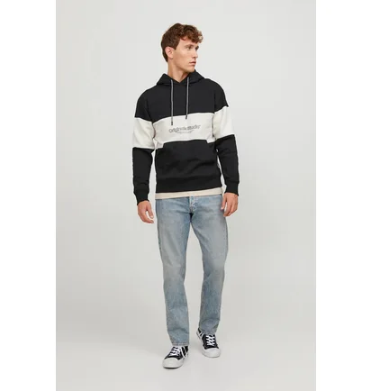 Худи мужское Jack & Jones Lakewood Black/White 12246802