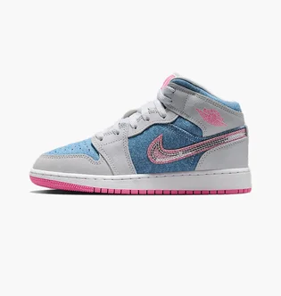Кросівки дитячі Air Jordan 1 Mid Se (Gs) Grey/Blue HQ1999-400