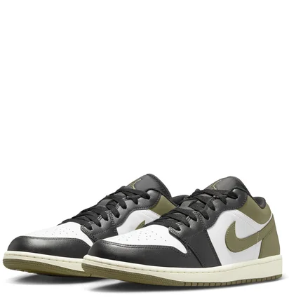 Кроссовки мужские Air Jordan 1 Low White/Olive 553558-092