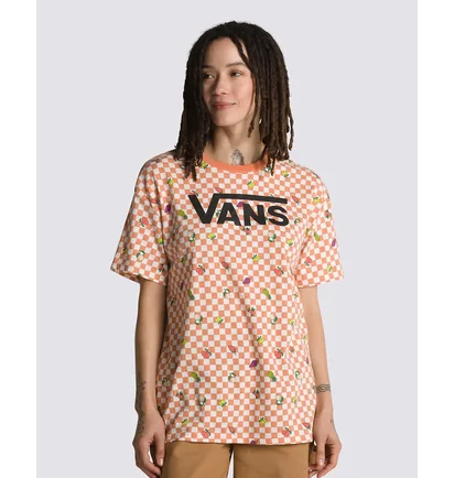 Футболка женская Vans Fruit Checkerboard Oversized Tee Beige/Peach VN0003V6BM5