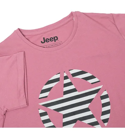 Футболка женская Jeep T-Shirt Oversize Star Striped Print Turn Pink O102613-P490