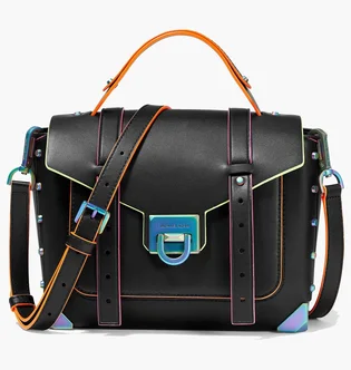 Сумка жіноча Michael Kors Manhattan Medium Contrast-Trim Leather Satchel Black 35H1TNCS8L-BLACK-25013