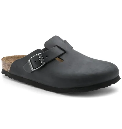 Тапочки унисекс BIRKENSTOCK Boston Black Oiled Leather Shoes Black 59461