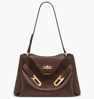 Сумка жіноча JW PEI Rhea Pebbled Double Buckle Shoulder Bag Brown BB2025BG134085JWP