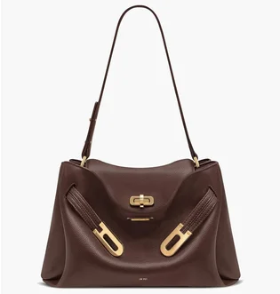Сумка жіноча JW PEI Rhea Pebbled Double Buckle Shoulder Bag Brown BB2025BG134085JWP