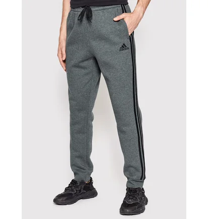 Штаны мужские Adidas Essentials Fleece Tapered Cuff 3-Stripes Pants Grey GK8826
