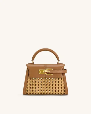 Сумка жіноча JW PEI Elise Faux Bamboo Woven Top Handle Bag Brown BB2024BG86105JWP