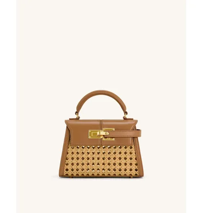 Сумка жіноча JW PEI Elise Faux Bamboo Woven Top Handle Bag Brown BB2024BG86105JWP