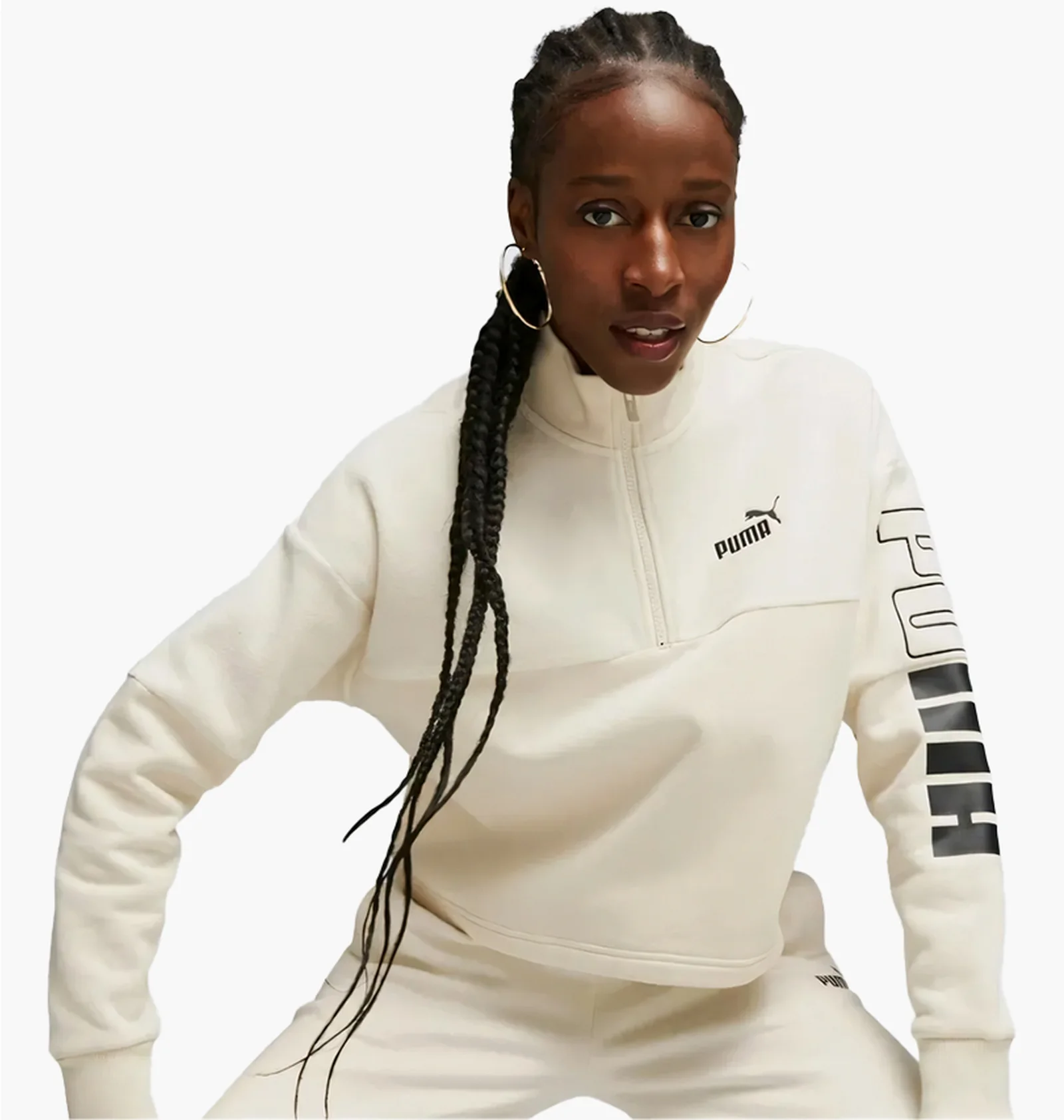 ᐉ Кофта женская Puma Power Colorblock High-Neck Hoodie Beige