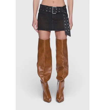 Спідниця жіноча Ksubi Micro Mini Belted Greased Brown WPS26SK007