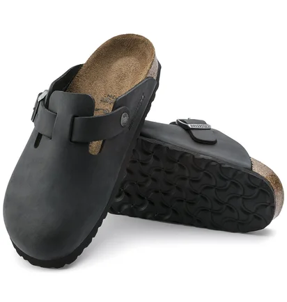 Тапочки унисекс BIRKENSTOCK Boston Black Oiled Leather Shoes Black 59461