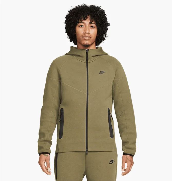 Толстовка чоловіча Nike Tech Fleece Full-Zip Windrunner Hoodie Olive FB7921-222