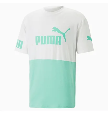 Футболка чоловіча Puma Power Colourblock White/Turquoise 673321-77