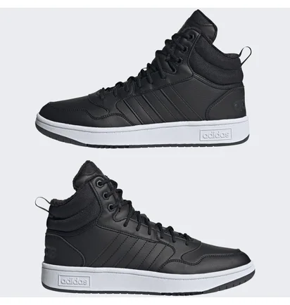 Кросівки чоловічі Adidas Hoops 3.0 Mid Lifestyle Basketball Classic Fur Lining Winterized Shoes Black GZ6679