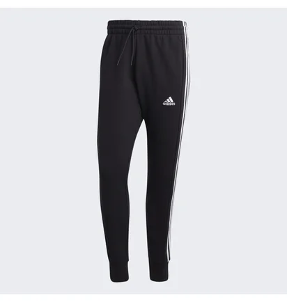 Штаны мужские Adidas Essentials French Terry Tapered Cuff 3-Stripes Pants Black Ha4337