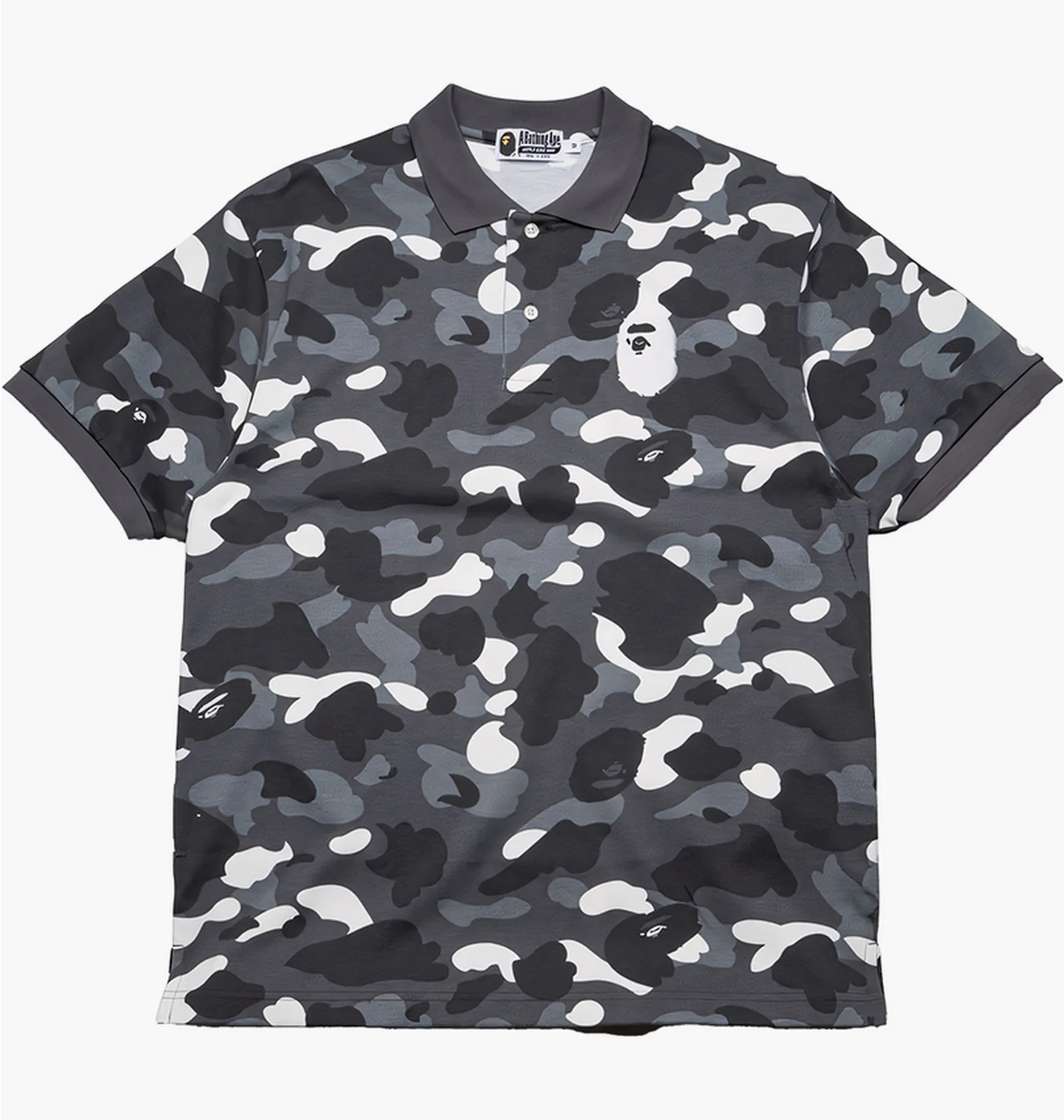 ᐉ Поло мужское Bape City Camo Ape Head Polo Grey 001POK301003M