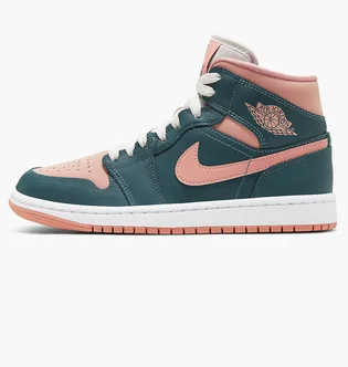 Кроссовки женские Air Jordan 1 Mid Green/Pink Bq6472-308