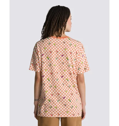 Футболка женская Vans Fruit Checkerboard Oversized Tee Beige/Peach VN0003V6BM5