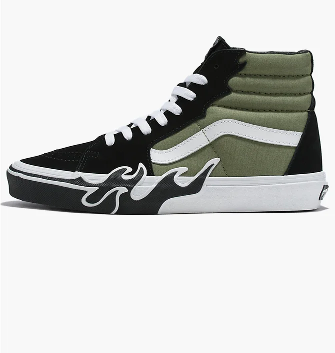 Кеды унисекс Vans Sk8-Hi Flame Shoe Black/Green VN0005UJZBF