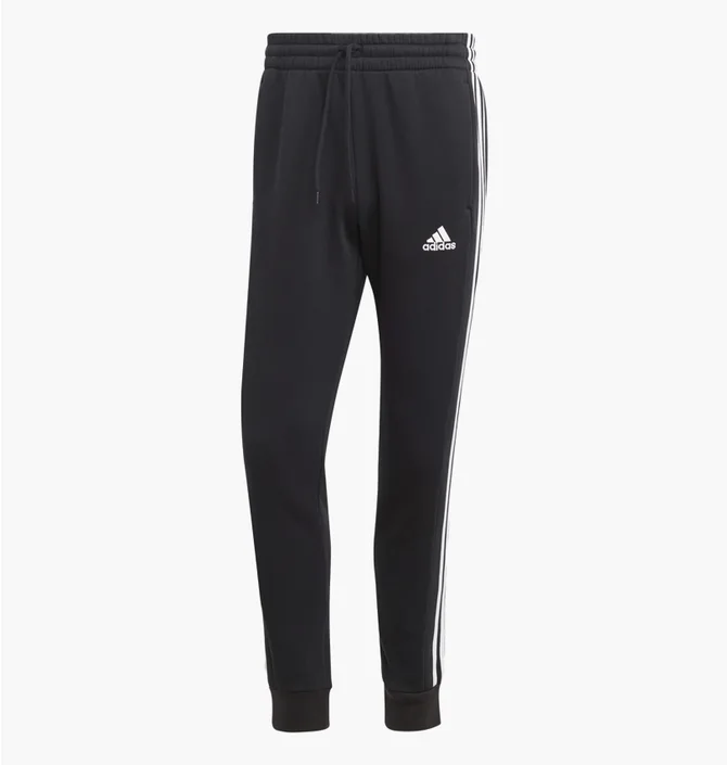 Штаны мужские Adidas Essentials Fleece 3-Stripes Tapered Cuff Black IB4030