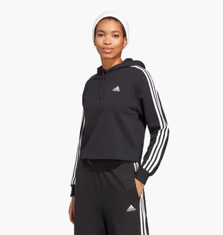 Худі жіноче Adidas Essentials 3-Stripes French Terry Crop Hoodie Grey Ic8767