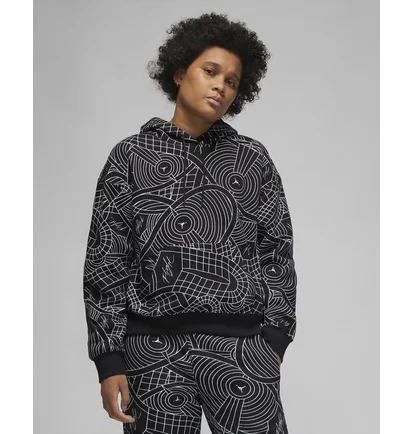 Худи женское Air Jordan Flight Allover Print Hoodie Black Dv1417-010