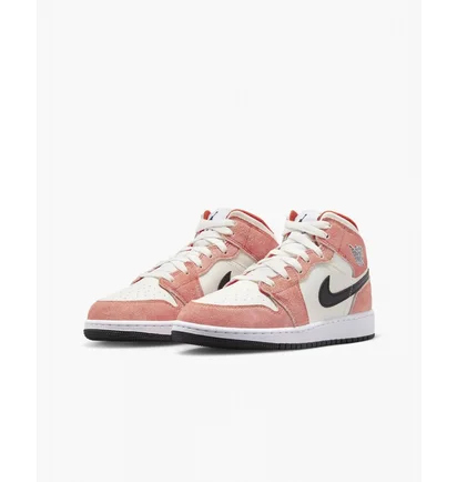 Кроссовки детские Air Jordan 1 Mid Orange Suede Peach/White DV1336-800