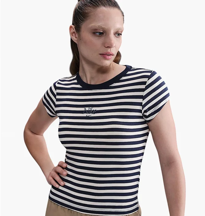 Футболка жіноча Nike Sportswear WomenS Tight Striped T-Shirt Blue/White IH8474-410