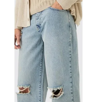 Штаны мужские Boohoo Baggy Rigid Ripped Knee Blue BMM82330