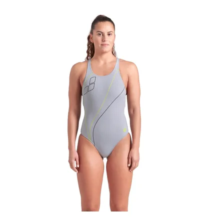 Купальник женский Arena Trail Swimsuit V Back Grey 009022-520