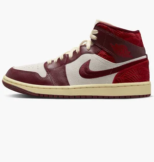 Кроссовки женские Air Jordan 1 Mid Se Tiki Leaf Bordo/White DZ2820-601
