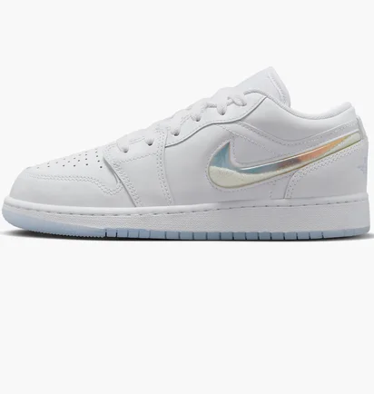 Кросівки дитячі Air Jordan 1 Low White Ice Blue Glitter Swoosh White FQ9112-100