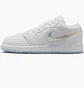 Кросівки дитячі Air Jordan 1 Low White Ice Blue Glitter Swoosh White FQ9112-100