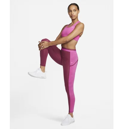 Леггинсы женские Nike Pro WomenS High-Waisted 7/8 Training Leggings With Pockets Bordo DX0063-653