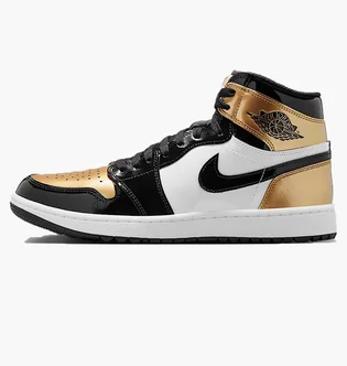 Кроссовки мужские Air Jordan 1 Retro High Golf Patent Gold Toe Black/Gold DQ0660-002