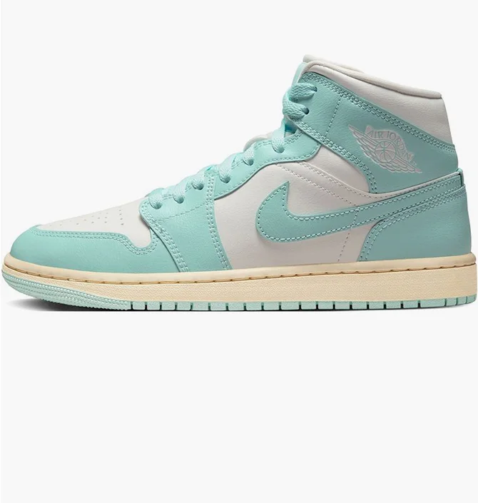 Кроссовки женские Air Jordan 1 Retro Mid Turquoise/White BQ6472-132