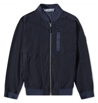 Бомбер мужской Stone Island Cupro Cotton Twill Bomber Jacket Blue 781542629-V0020