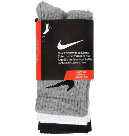 Носки унисекс Nike (3 пары) Lightweight Crew Black/Grey/White Sx4704-901