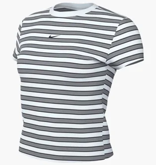 Футболка женская Nike Sportswear Chill Knit Slim Striped White/Grey HF9524-100