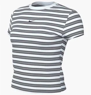 Футболка женская Nike Sportswear Chill Knit Slim Striped White/Grey HF9524-100