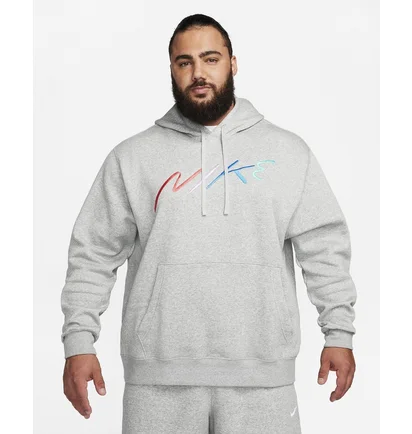 Худи мужское Nike Club Fleece MenS Brushed-Back Graphic Hoodie Grey FB7488-063