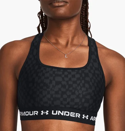 Топ женский Under Armour Crossback Mid Printed Sports Bra Black 1361042-007